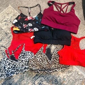 LOT of 7 ZYIA Sports Bras - Floral, Burgundy, Black, Red, Leopard sizes S/M